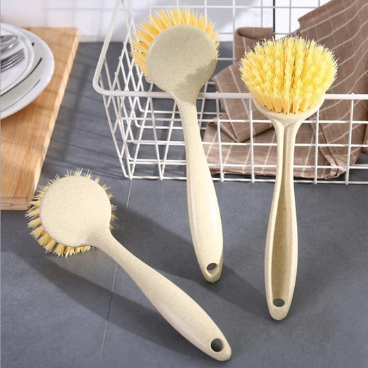 1PC/3PCS Pan Brush With Handle Kitchen Household Clean Non-Stick Oil Brush Pan Brush With Long Handle Scrub Dish Brush