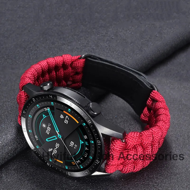 20 22mm Braided Flat Head Universal Watchband Colorful Velcro Style For Galaxy Watch 3/4/5 41/45mm 40/44 42/46mm Gear S3 Band