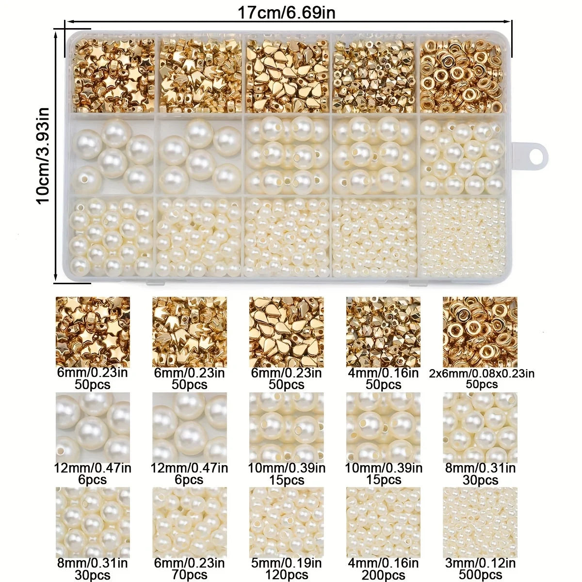 1240PCS 10*17CM CCB Imitation Pearl Acrylic Spacer Loose Beads DIY kit Box For Bracelet  Necklace Jewelry Making Accessories