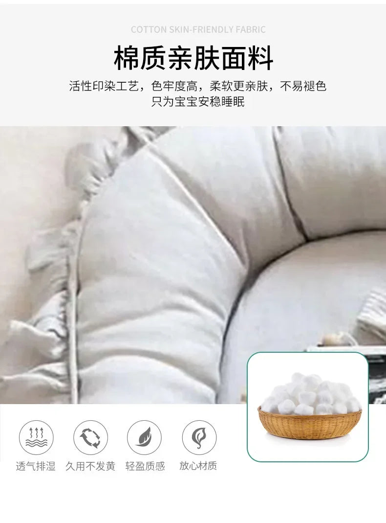Newborn Bed for Breastfeeding Sleep Baby Cribs Portable Baby Nest 0-18 Months Detachable Anti-Rollover Bassinet with Cooling Mat