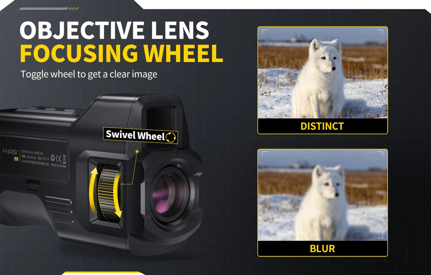 FNIRSI Telescope NVS-20 4K HD Monocular Night Vision Goggles 6X Digital Zoom 300m Hunting Camping Scope Day and Night Dual Use