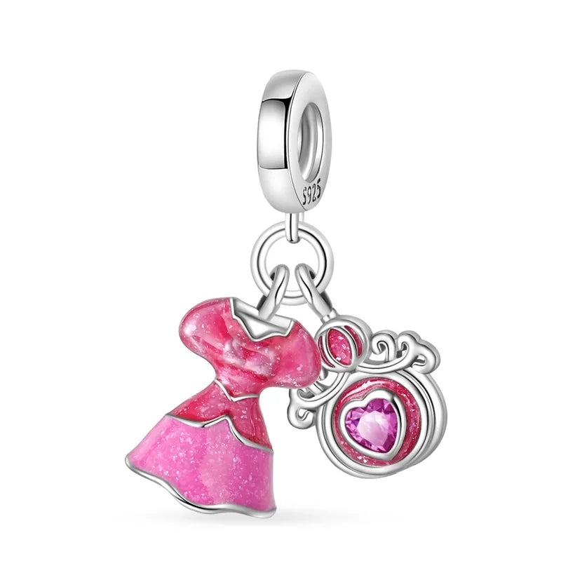 925 Sterling Silver Princess Powder Series Exquisite Daily Bow Sweet Charms Beads Fit Pan Original Bracelets DIY Jewelry