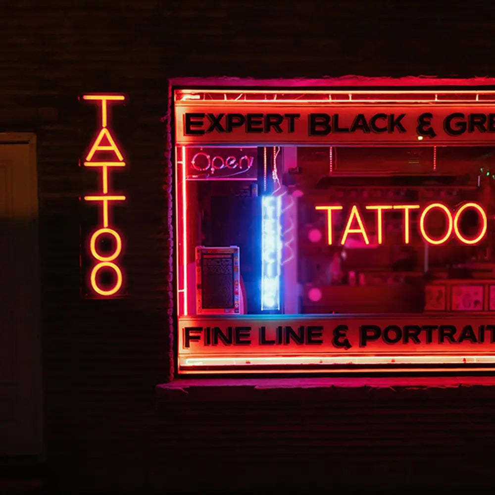 TATTOO Neon Sign Light for Tattoo Salon Studio Shop LED Fun Wall Art Decor for Business Stores Logo