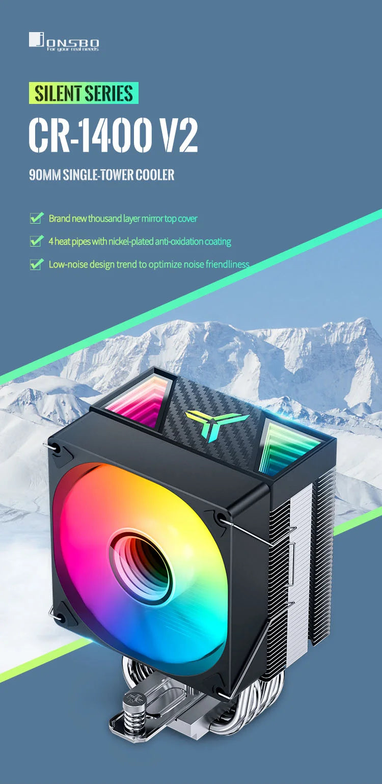 Jonsbo CR 1400 V2 CPU Cooler ARGB Quiet Fan 4 Heat Pipes Air Radiator for LGA1700 1200 115X AM4 AM5 PC Processor Heatsink Cooler