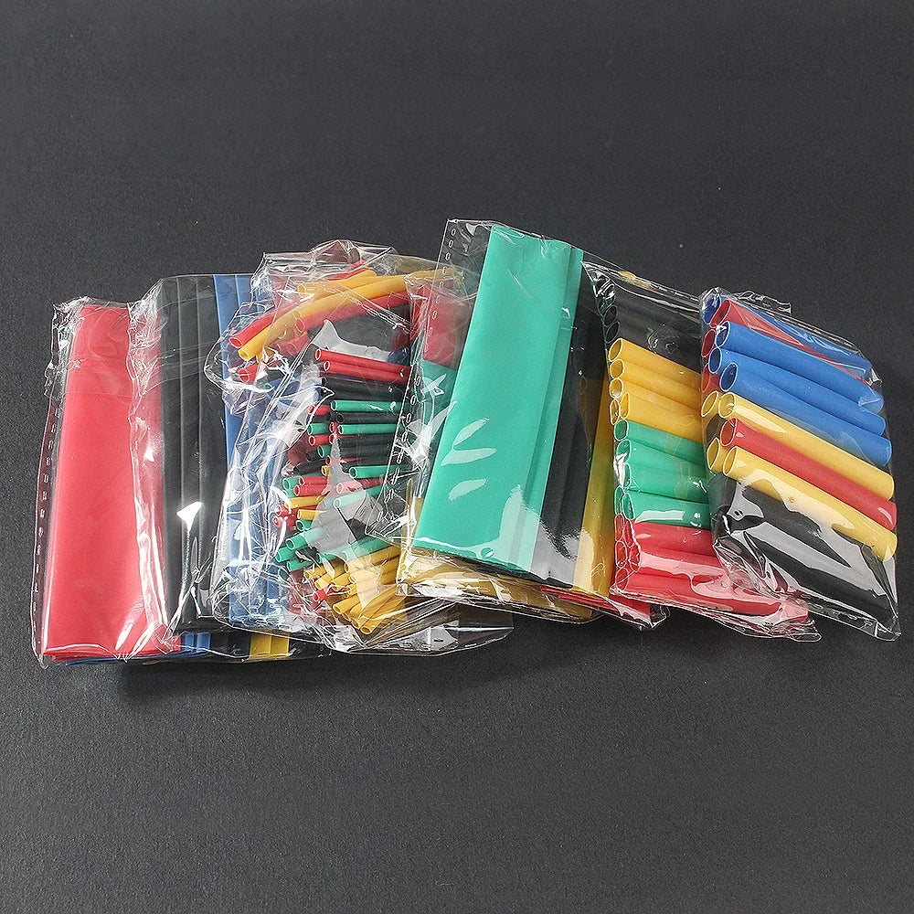 164PCS 2: 1 Cable Shrink Tube Kit Heat Assorted Pack Thermoretractile Insulation Sleeving Cable Wire Shrink Wrapping for DIY