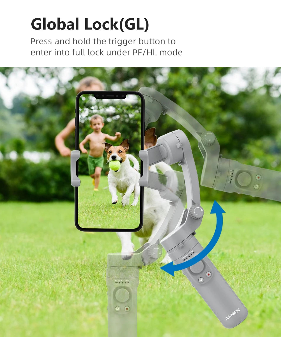 AXNEN HQ3 3-Axis Gimbal Stabilizer for Smartphone Handheld Phone Video Record, Android iPhone Tiktok Vlog Cellphone Stabilizer