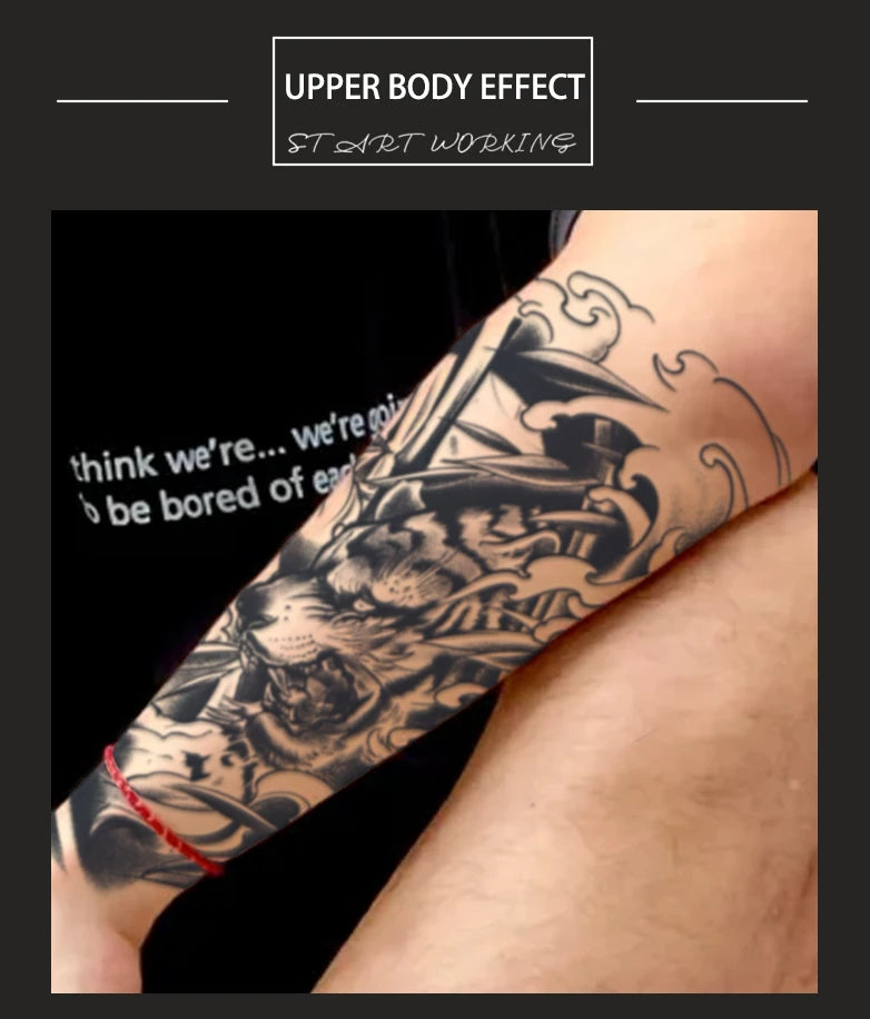1pc Descending Tiger Arm Waterproof Temporary Tattoo, Lasting 1-2 Weeks, Realistic Semi-Permanent Fake Tattoo