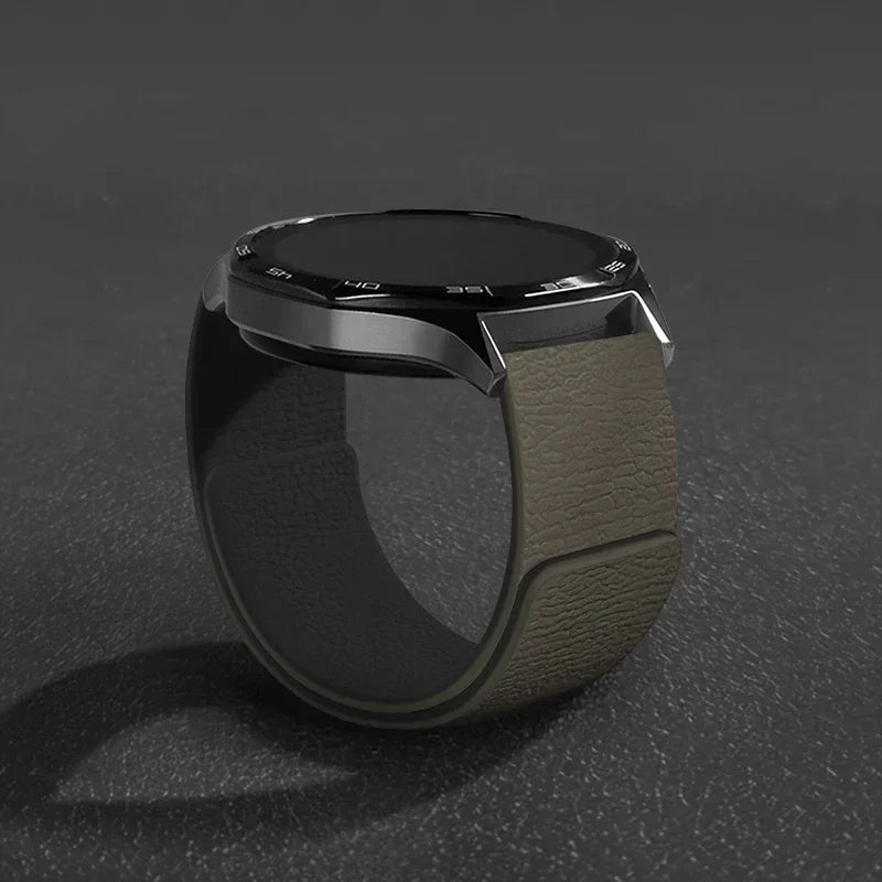 Magnetic Loop Strap For Samsung Galaxy Watch 7/6/5/4 Classic Silicone Lychee pattern 18mm 20mm 22mm Bracelet HUAWEI GT3-4-5 Band