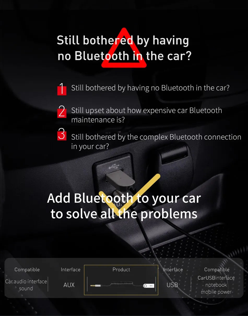 Baseus BA01 Aux USB Bluetooth Adapter Dongle Cable For Car 3.5mm Jack Aux Bluetooth 5.0 Receiver Speaker Audio Music Receiver