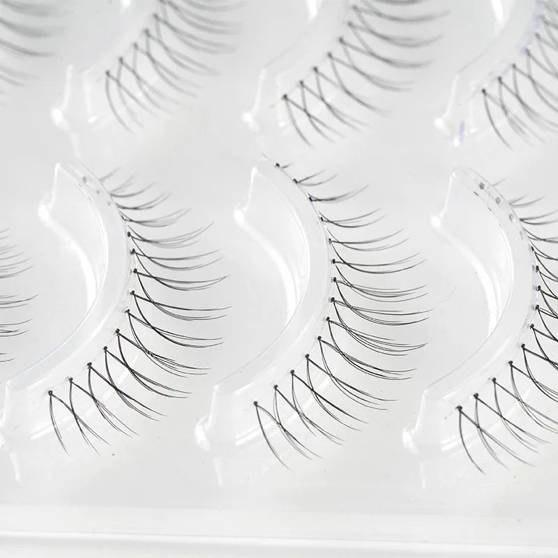MIAOJIE Korean Fake Eyelashes Kpp Natural Transparent Stem Eyelashes U-shaped Handmade Lashes Beginner Makeup Tools A Type