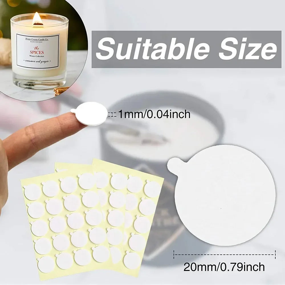 100/200/300/400PCS For Candles Candle Wick Stickers High Temperature Resistant Double-sided Stickers Wax Fixed Candle DIY Making
