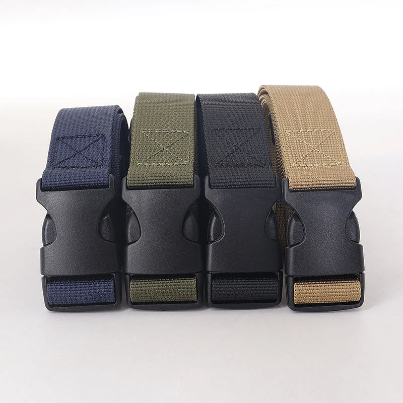 125cm 2.5 Wide Buckle Nylon Braid Men Belt Adjustable Man Outdoor Travel Waist With Plastic Buckle For Pants For Women's Outdoor
