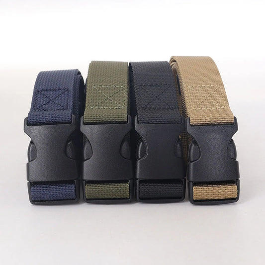 125cm 2.5 Wide Buckle Nylon Braid Men Belt Adjustable Man Outdoor Travel Waist With Plastic Buckle For Pants For Women's Outdoor
