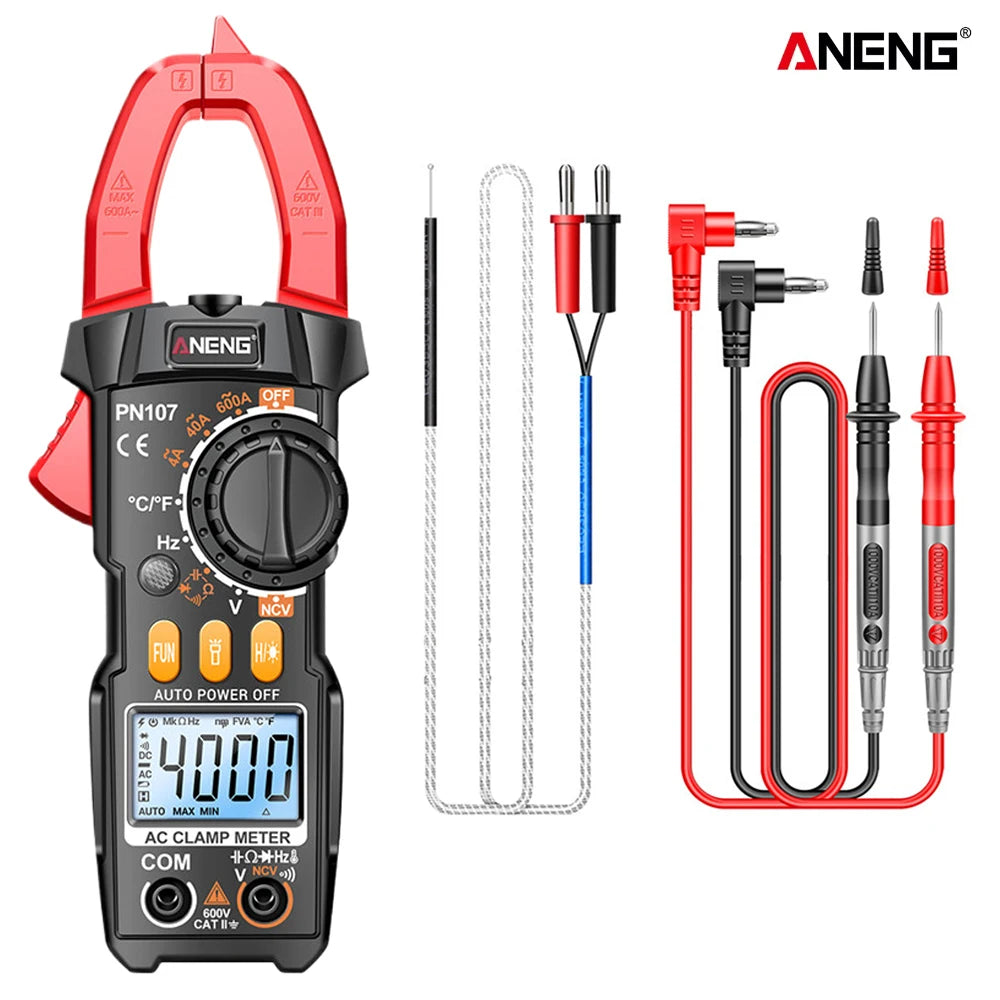 ANENG PN107 Digital Clamp Meter Multimeter Professional 600A AC Current Tester Ammeter Voltmeter with Temperature Frequency Tool