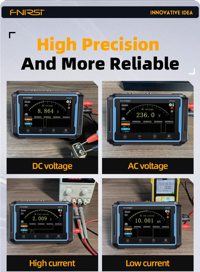FNIRSI 2C53P Touch Screen Portable Digital Oscilloscope Multimeter Signal Generator 3in1 2 Channel 50MHz 250Ms/S 19999 Counts