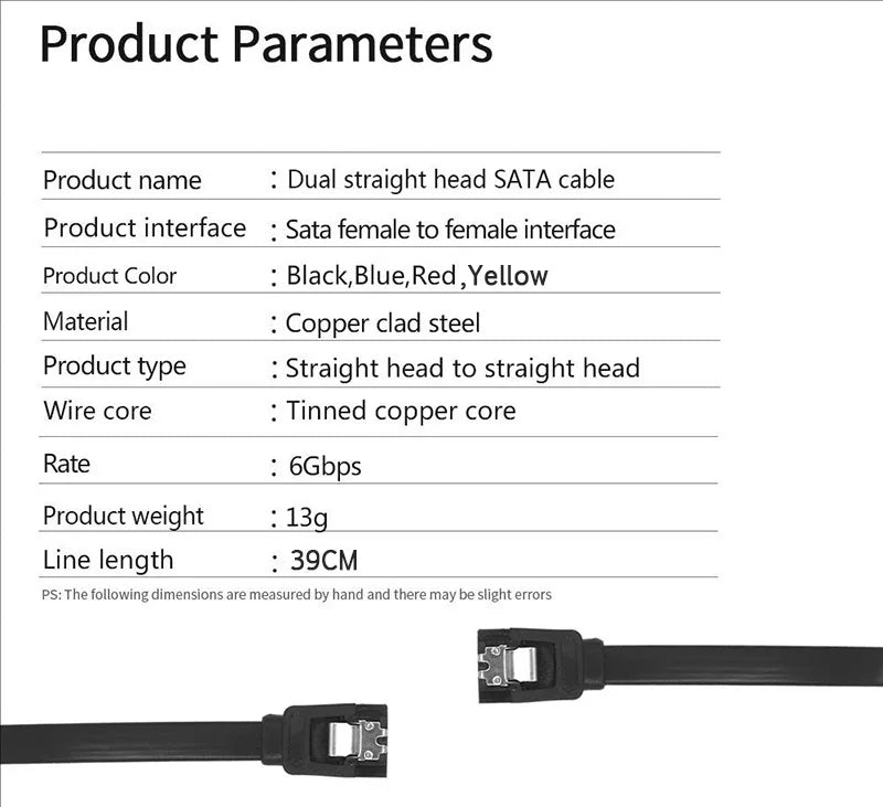High speed SATA 3.0 hard drive data cable, solid-state, serial data cable, flexible SATA, fast transfer, 39cm