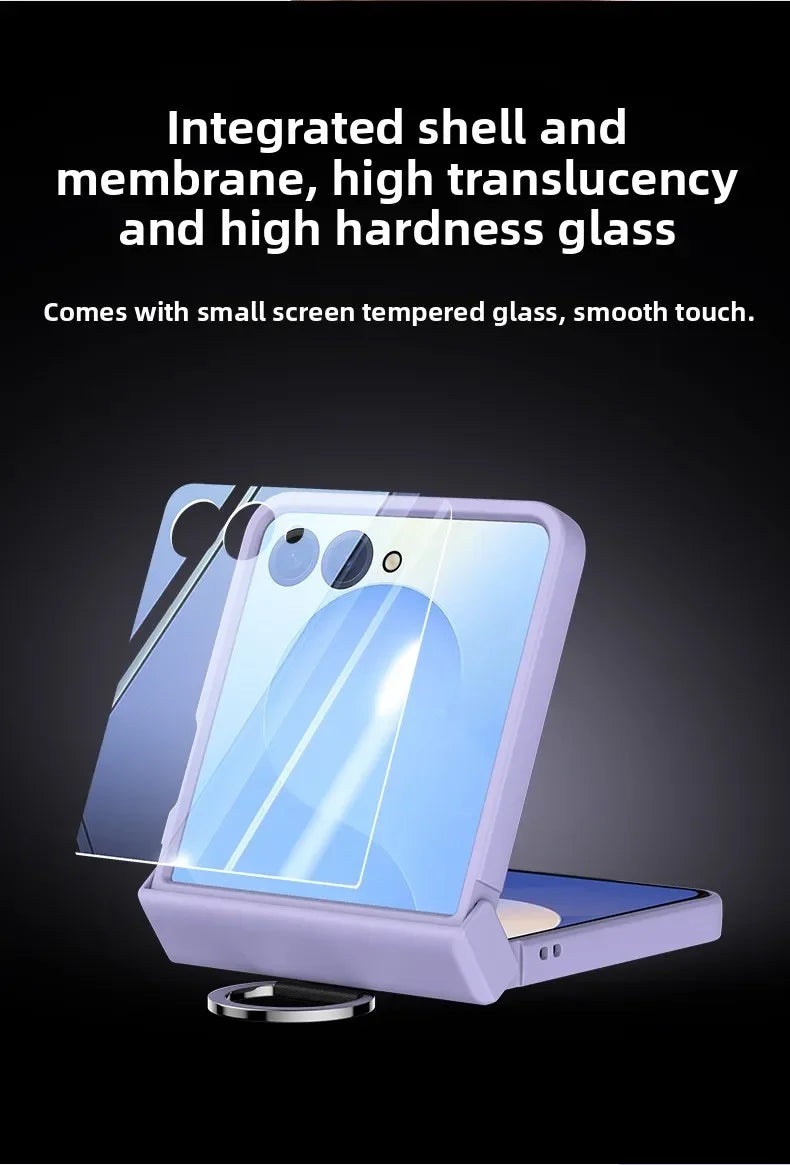 Ring Folding Phone Case for Samsung Galaxy  Z Flip  7 6 5 4 3 ZFlip7 FE All Inclusive Hinge ProtectiveShockproof Cover