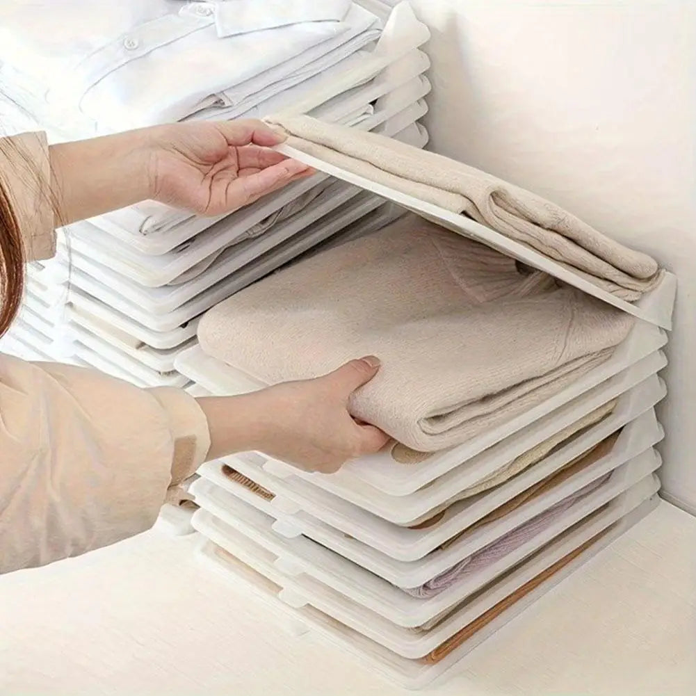 Stackable Shirt Organizer Boards Foldable Clothes Storage Space Saving Wardrobe Drawer Organizer for T Shirt Sweaters Closet Use