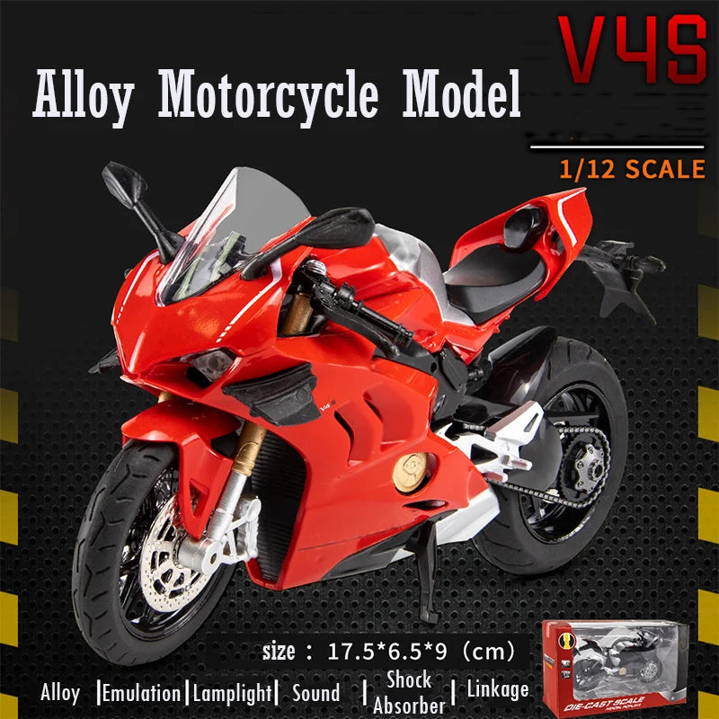 V4S motorcycle 1:12 simulation alloy locomotive model finished men's living room metal car ornament figure