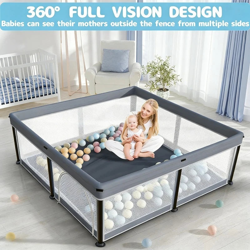 Foldable Baby Game Fence Portable Safety Enclosure for Home Crawling & Learning to Walk,  Protective Barrier Indoor/Outdoor Use