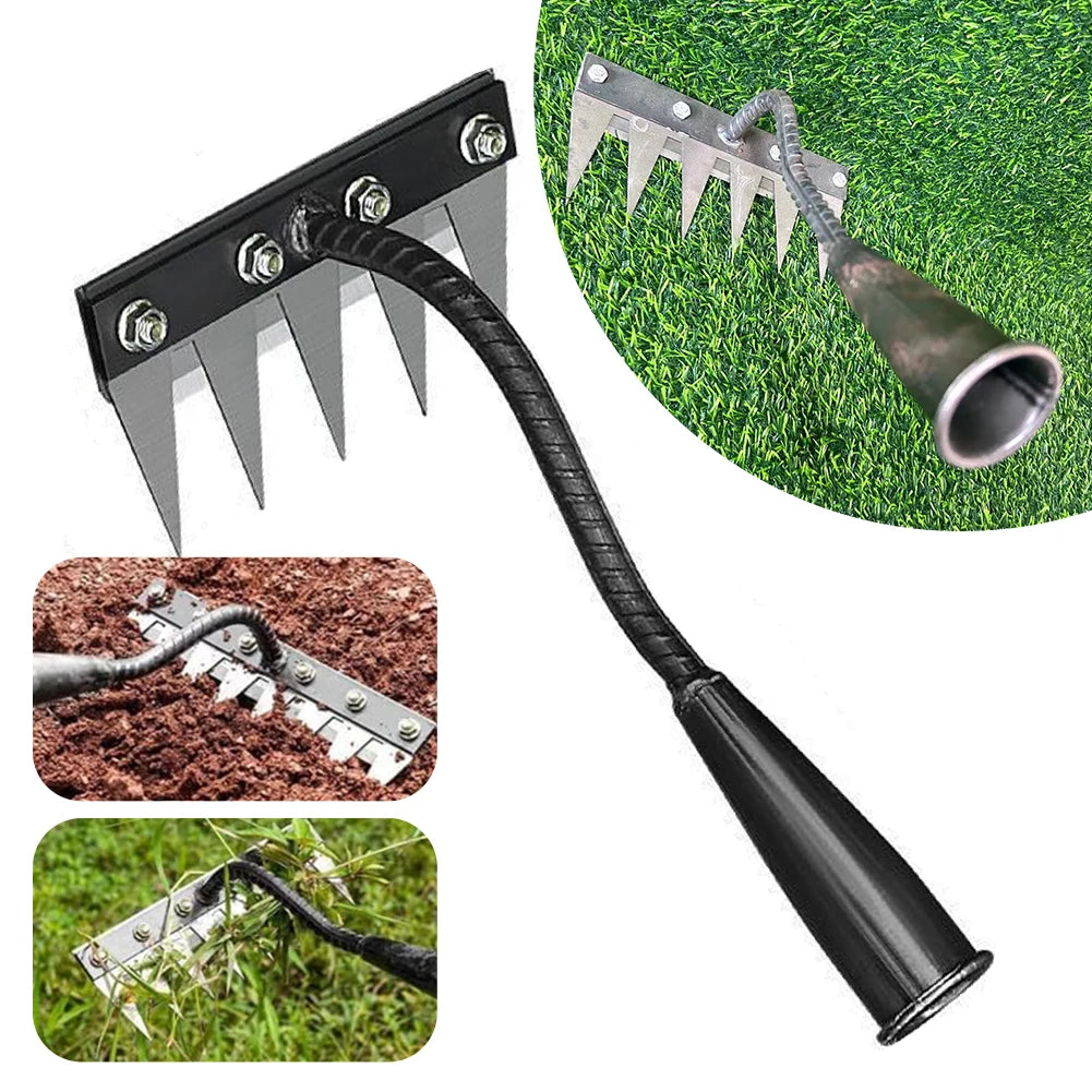 5/6/7/8 Teeth Garden Weeding Rake Carbon Steel Removable Rake Soil Hoe Agricultural Straw Rake Multi Purpose Weeding Tools