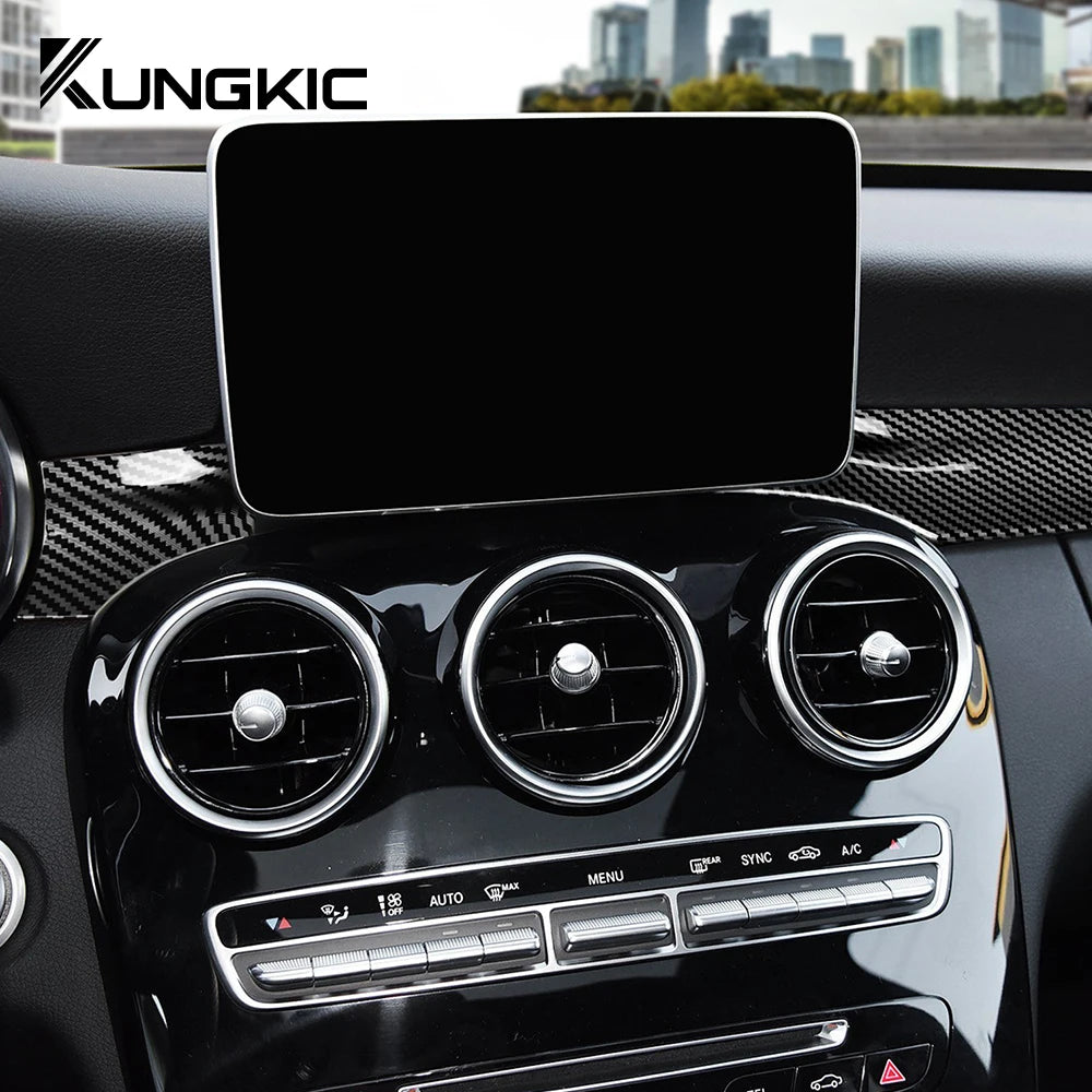 For Mercedes Benz C Class W205 C180 C200 GLC X253 2015 2016 2021 LHD RHD Carbon Fiber ABS Center Console Dashboard Trim Cover