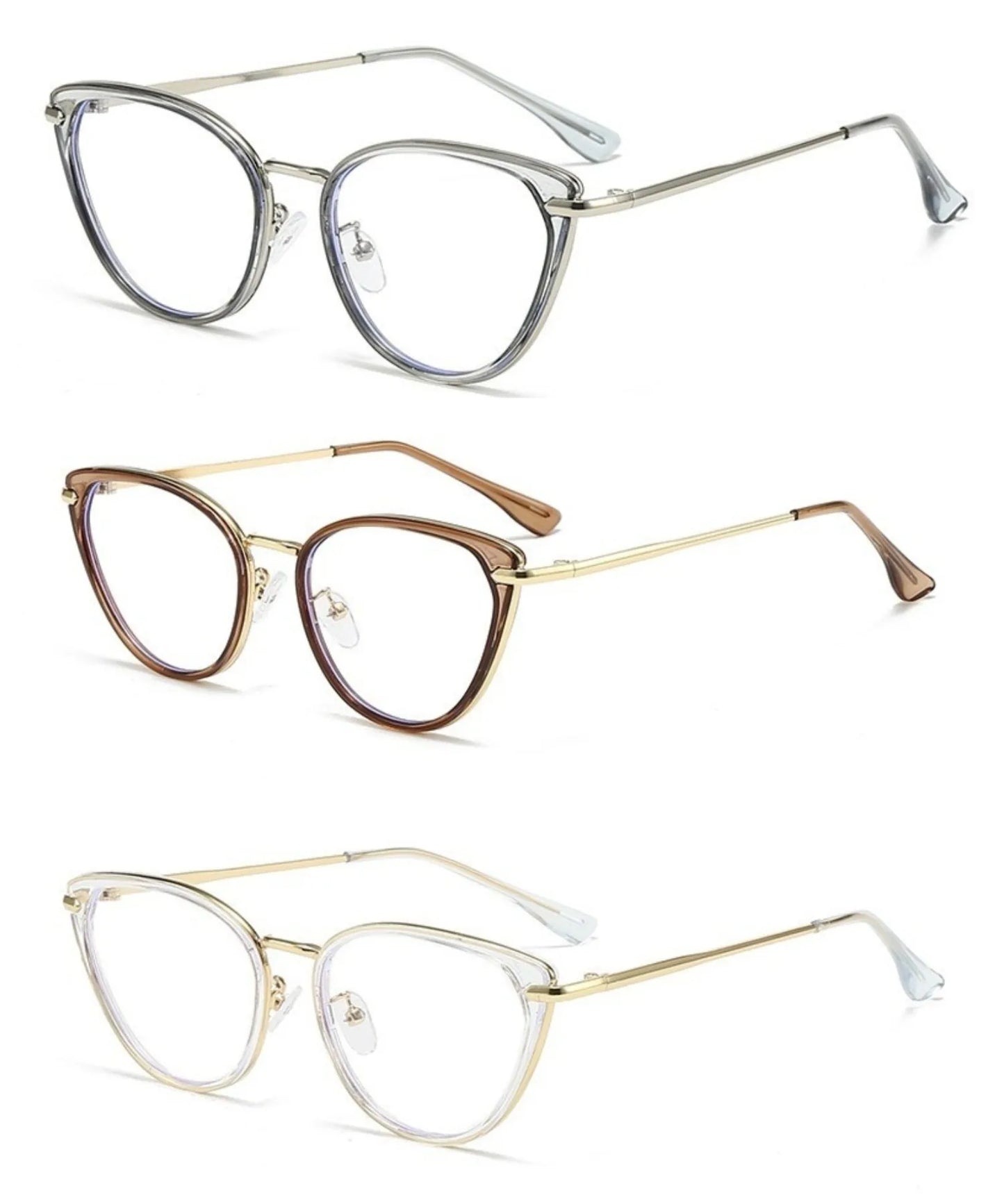 Ins Cat Eye Presbyopia Glasses Cold Tea Color HD Anti Blue Light Glasses Frame Advanced Plain Whitening Glasses