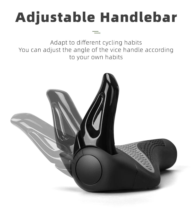 ROCKBROS Bicycle Grips MTB Mountain Bike Handlebar Grips Horns Shofar Vice Handle Bike Grips Shockproof Rubber Cycling Grips
