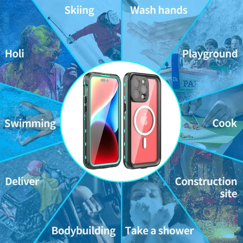 Magnetic Charging IP68 Waterproof Case For Apple iPhone 16 15 14 13 Pro Max Plus Drop proof Cover Diving Swim outdoor sport