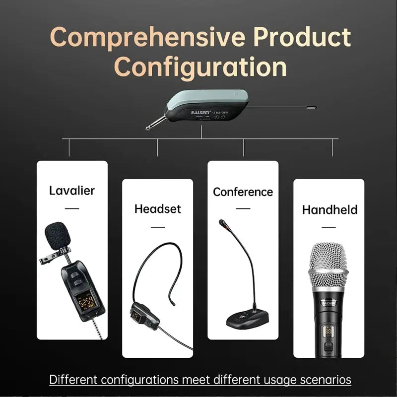 EALSEM 380 UHF 1 Channel Wireless Headset Microphone 6.35MM Jacks 50Meter 640-690MHz For KTV Teaching Meeting