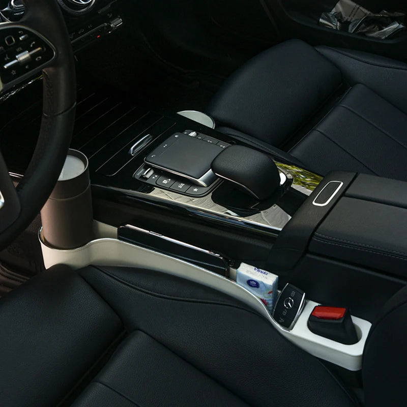 Car Seat Gap Filler Organizer- Upgrade Car Side Seat Gap Filler with Cup Holder and Phone Holder- Car Seat Gap Organizer 2 Pack