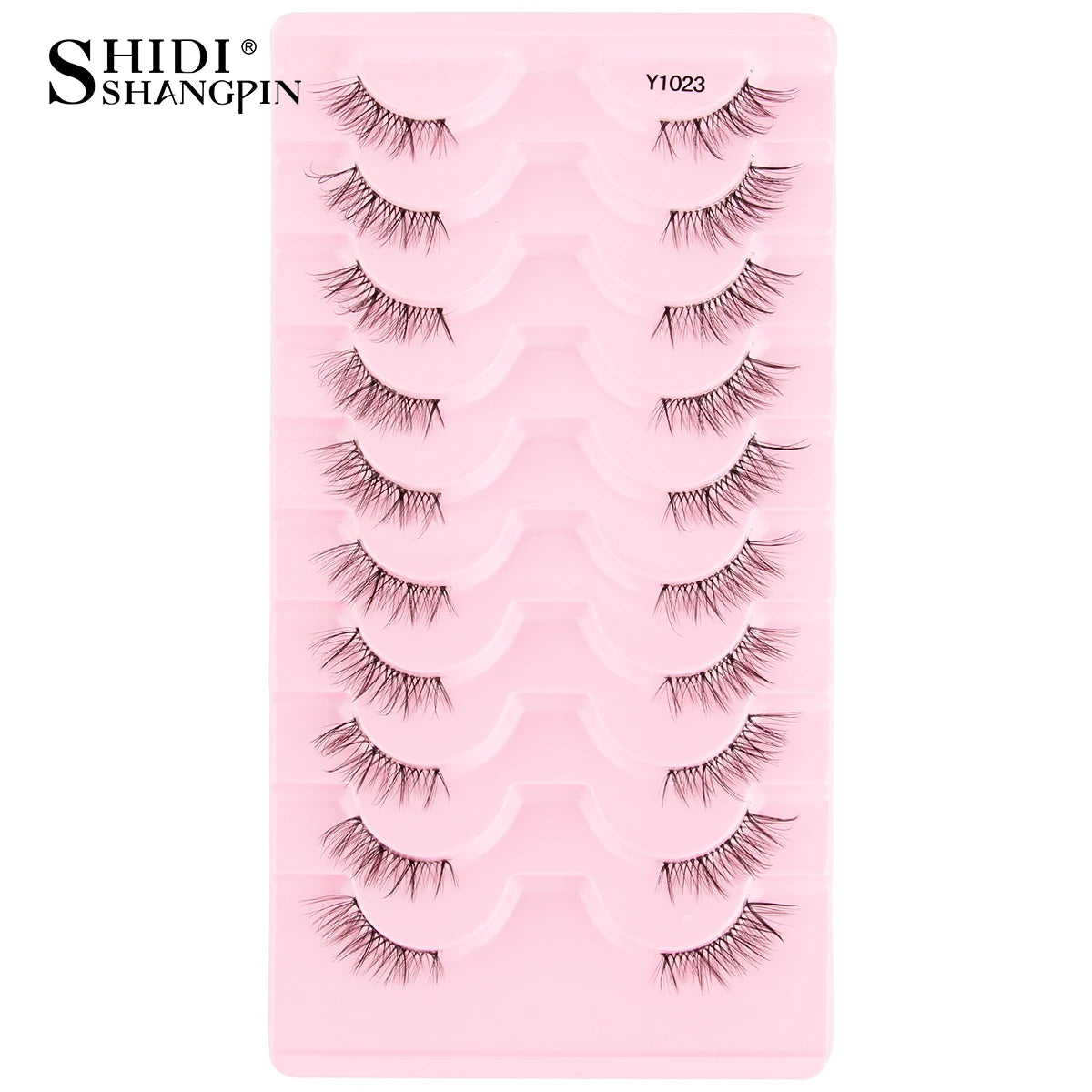 3/5/10Pairs Half False Lashes Natural Short 3D Cat Fake Mink Eyelashes Extension Winged Fluffy Wispy Faux Cils Clear Band Makeup