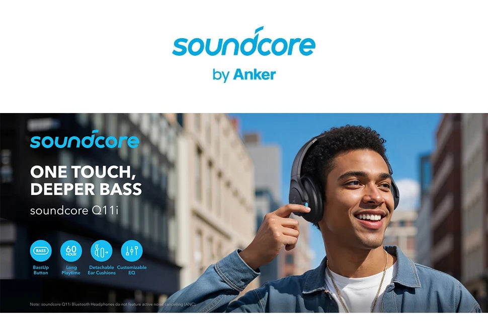 Soundcore by Anker Q11i Wireless Over-Ear Bluetooth Headphones Deep Bass Wireless Bluetooth Earphones 60H Wireless Headphones