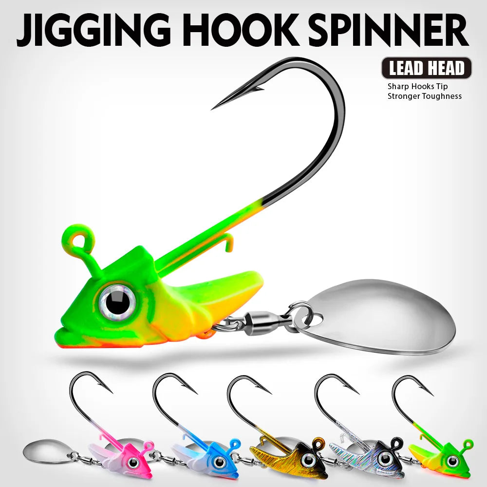 5pcs High-Performance Lead Jig Head Crank Hooks for Soft Worm Wobbler Lure Fishing - 7g to 15g - for Catching More Fish
