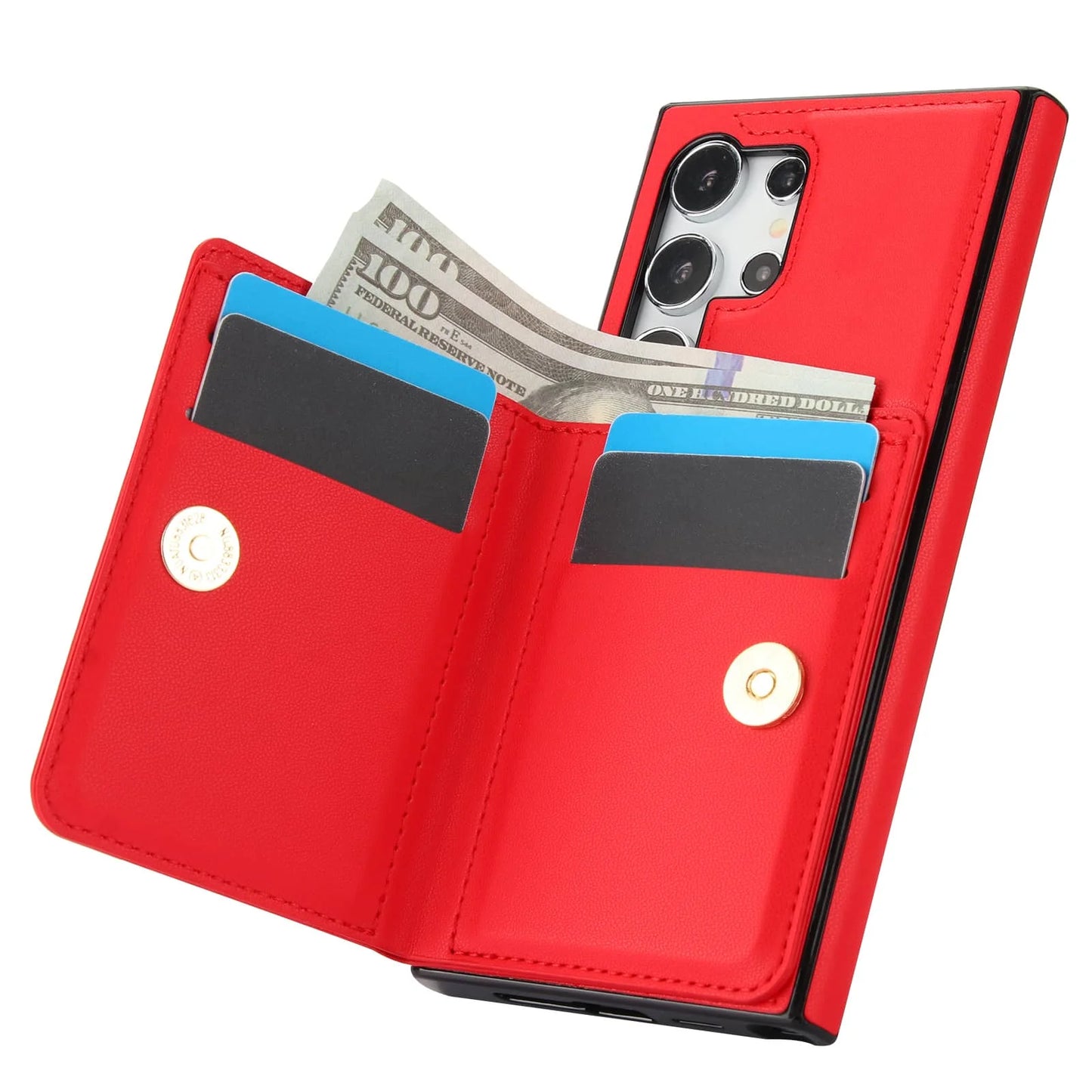 Wallet Case with Card Holder, 360° Rotation Ring Kickstand Magnetic Clasp for Samsung Galaxy S25 S24/S23/S22/S21 Ultra/Note 20