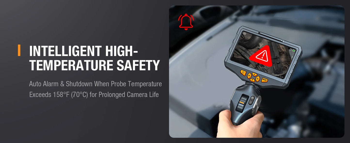 TESLONG TD500 6.5MM Dual Lens Articulating Borescope 1080P 5 Inch IPS Two Way 360° Steering Endoscope Camera with WIFI