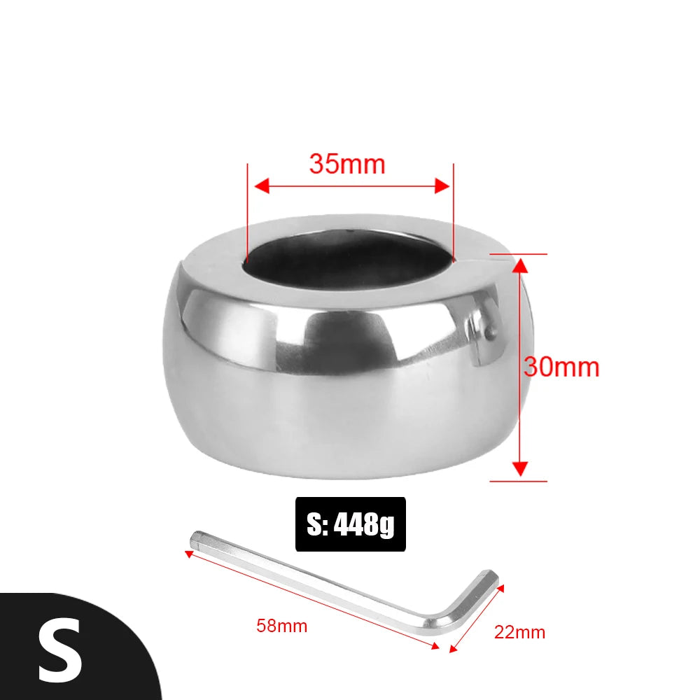 448-833g Heavy Stainless Steel 30-60mm Penis Ring for Men Cock Exerciser Scrotum Lock Testis Stretcher Sex Toys Male Masturbator
