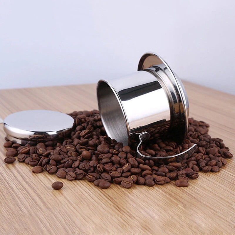 2024 Vietnam Style Coffee Filter Mug Cup Jug Stainless Steel Metal Coffee Drip Cup Filter Maker Strainer Kitchen Accessories