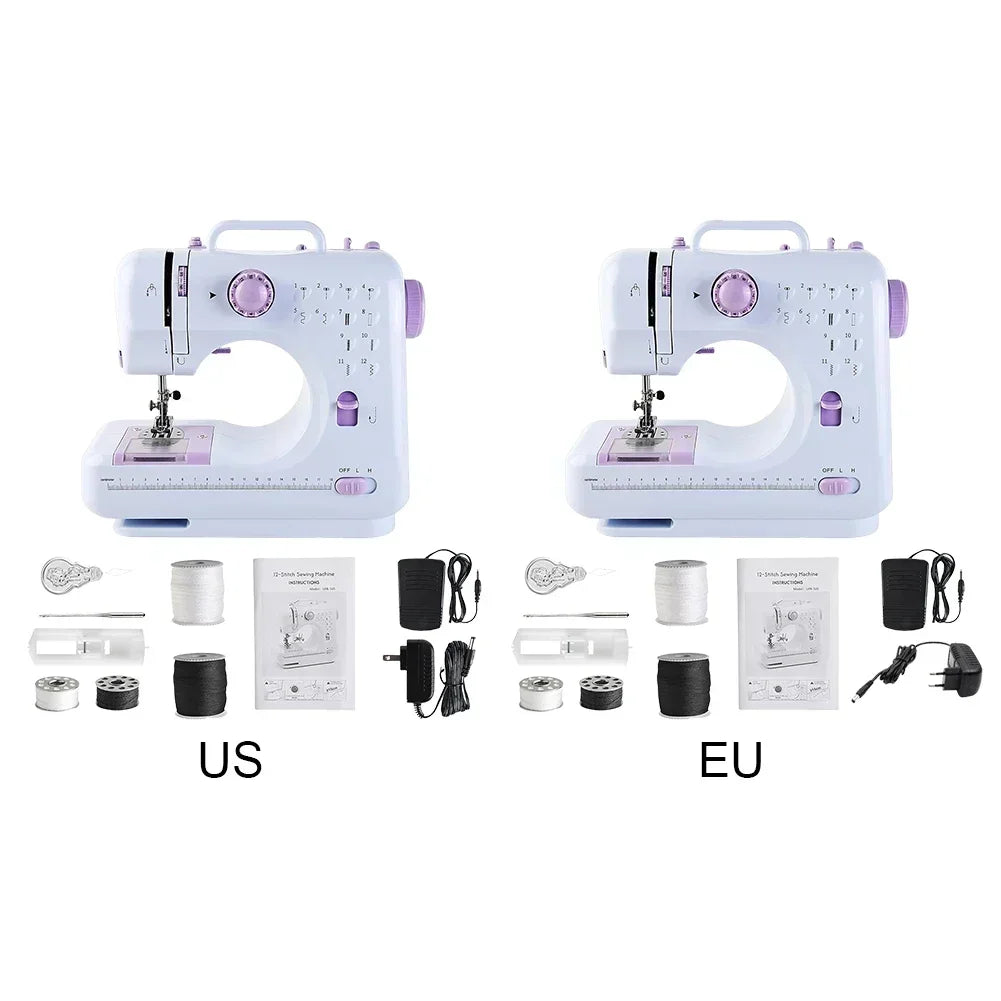 Portable Sewing Machine Mini Electric Household Crafting Mending Overlock 12 Stitches with Presser Foot Pedal Beginners
