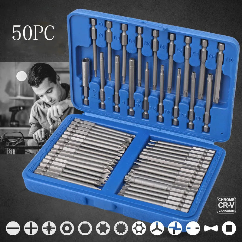 50-in-1 Multi-specification Electric Screwdriver Set Mobile Phone Computer Repair and Dismantling Precision Screwdriver Bit Set
