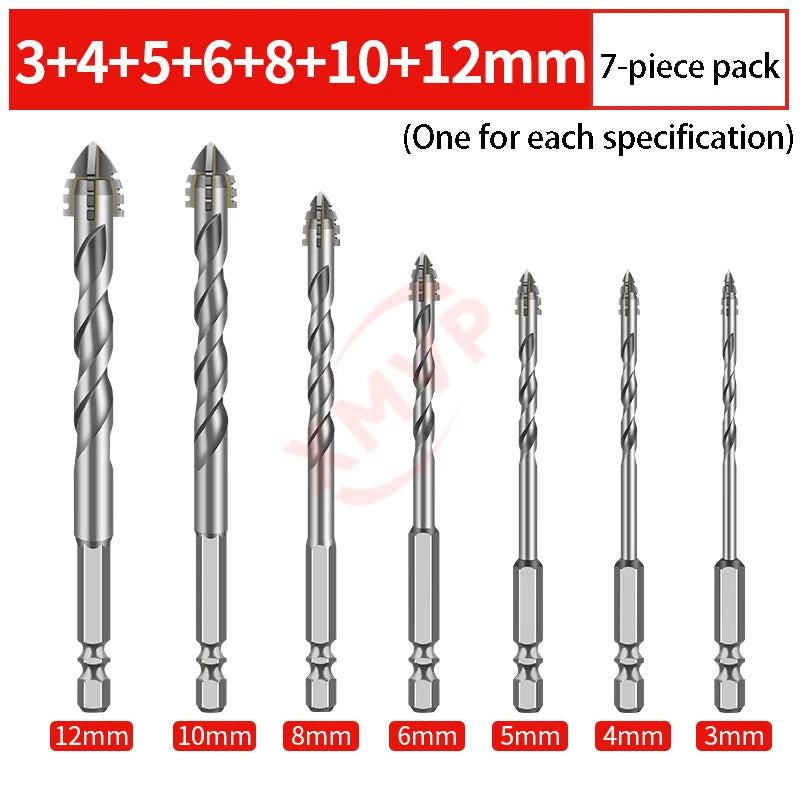 Four-edge serrated drill, eccentric drill bit, high-hardness tile and concrete drilling Super hard electric drill dry drilling