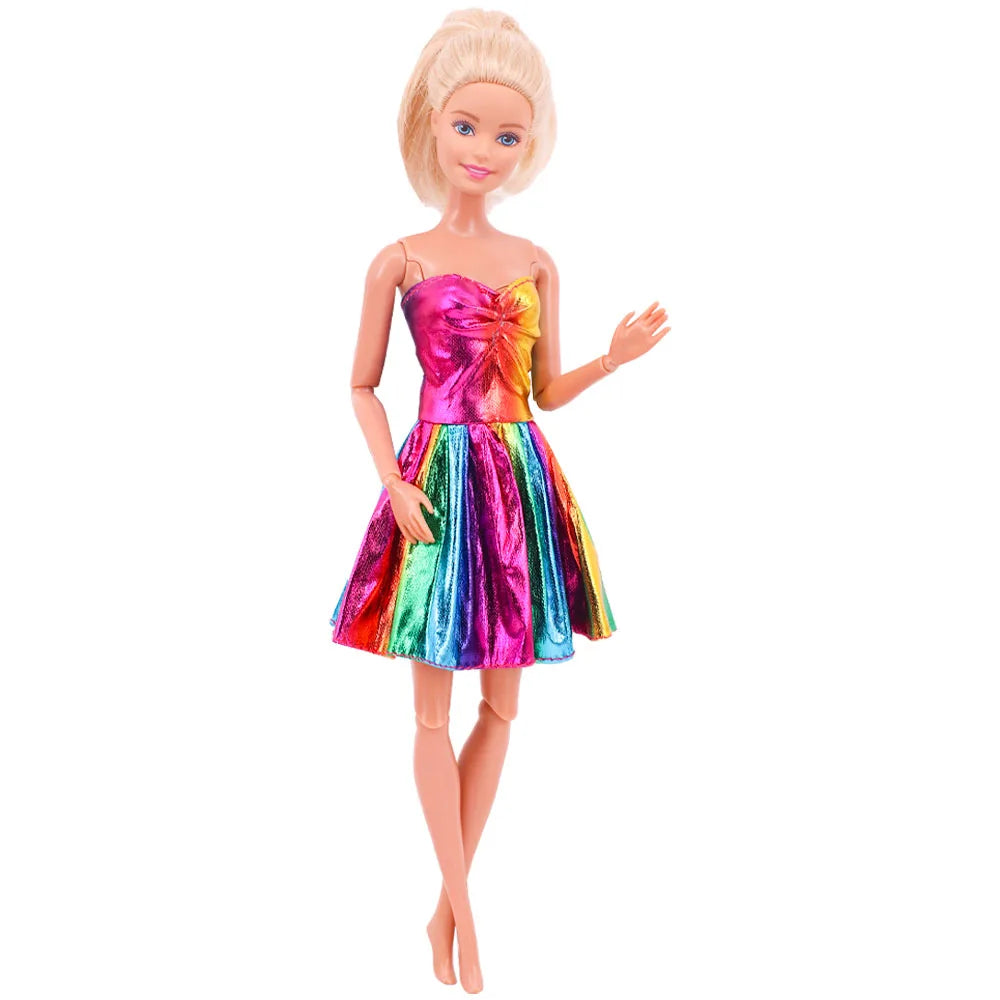 Flash Skirt Doll Dress For Barbie Clothes Accesories BJD Blyth 1/6 Dollhouse Miniature Items Toys For Girls