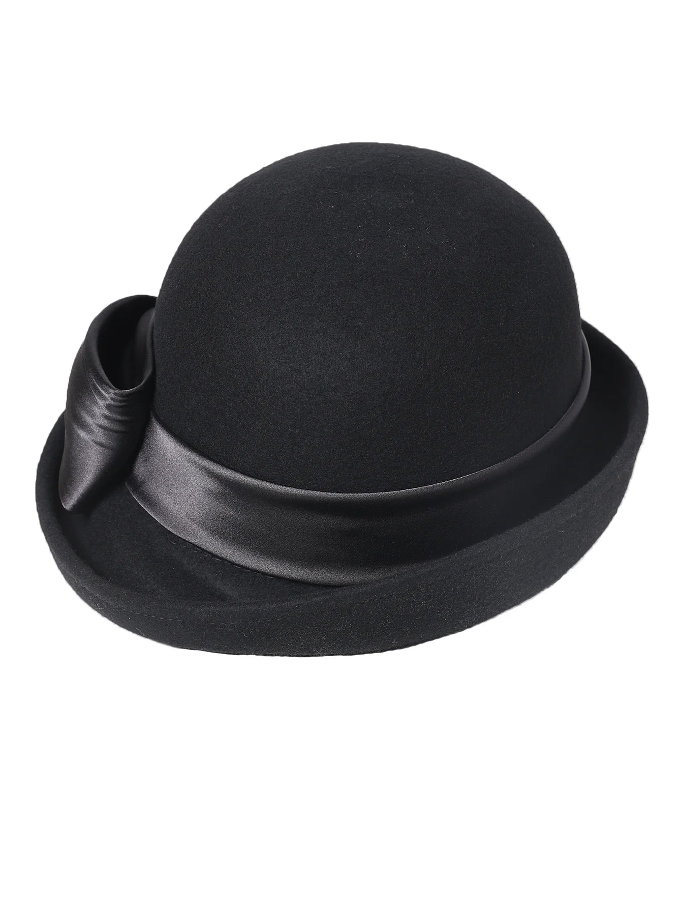 Wool Felt Fedoras Hats for Women Ladies White Black Elegant Curl Brim Top Hat for Wedding Bride Formal Church Cocktail Tea Party