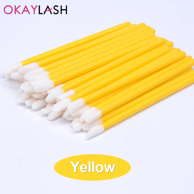 Okaylash Disposable Glitter Lip Gloss Brush Eyelash Extension Cleaning Brushes Crystal Lipstick Applicators Cleaner Makeup Tools