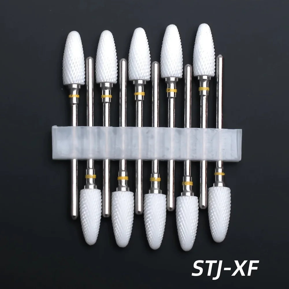 10pcs Ceramic Nail Drill Bits Set, Electric Manicure & Pedicure Milling Cutter, For Nail Polishing Machine