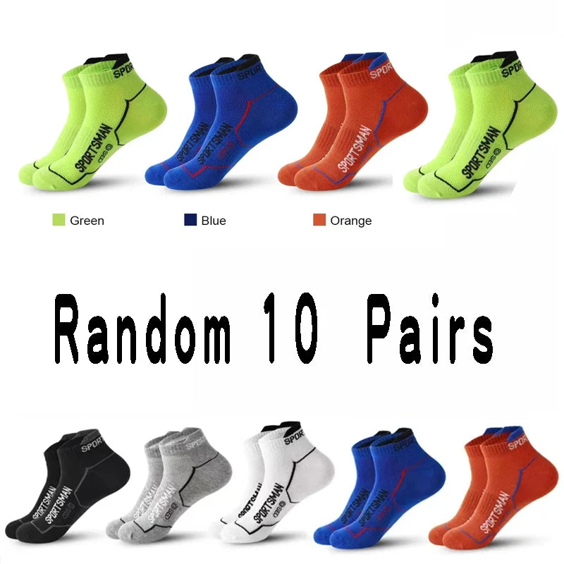 10 Pairs/ Lot Men Sport Socks Cotton Thin Mesh Socks Bright Color Running Socks Breathable Low Cut Sport Socks For Men