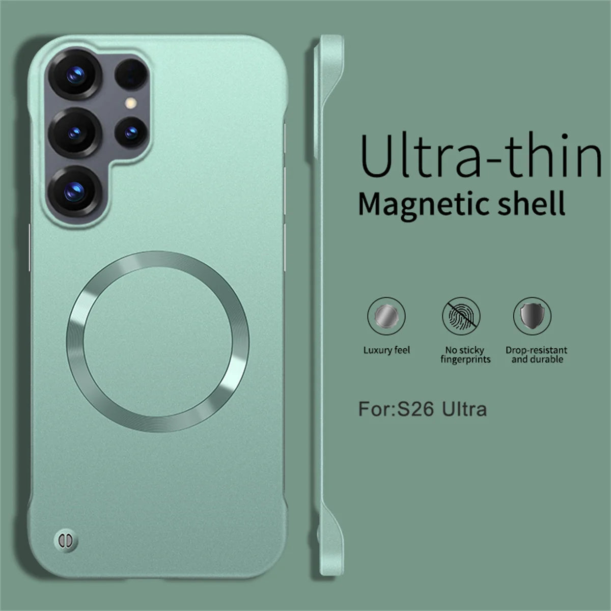 Ultra Thin PC Frameless Magnetic Phone Case for Samung S26 Ultra S25 Edge S24 FE S22 S23 Plus A56 A55 for Magsafe Matte Cover