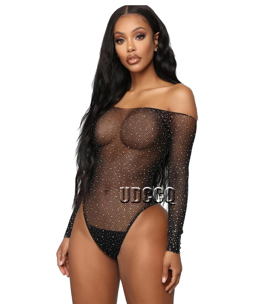 lingerie women sexy Babydoll mujer Underwear Catsui diamante Glisten rhinestone notte Intimo sexy dress for sex langerie+glove