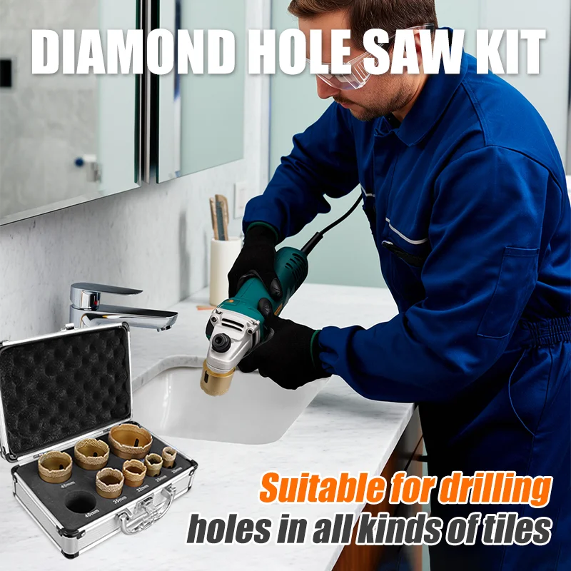 M14 Diamond Core Bit Set For Stone Granite Glass Marble Angle Grinder Bit Porcelain Tiles Crowns Set Matel Crowns 9PCS