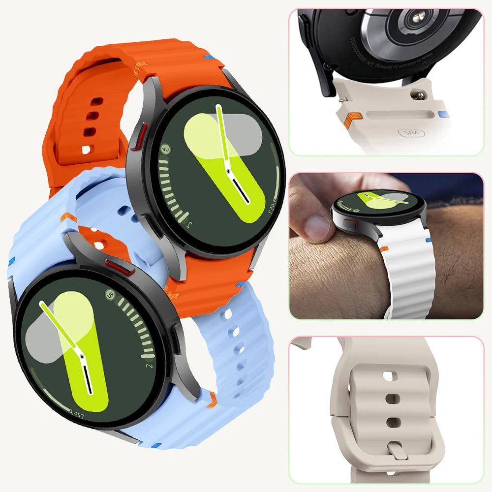 for Samsung Galaxy Watch 7 Band FE/5 Pro/6/4 Classic 44mm 40mm No Gap Sport Silicone Belt Bracelet Correa Galaxy Watch 7 Strap